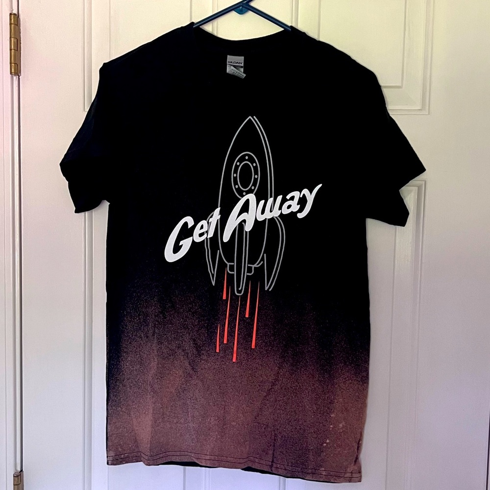 The Franklin Institute ‘Get Away’ rocket bleach ombré black cotton large shirt